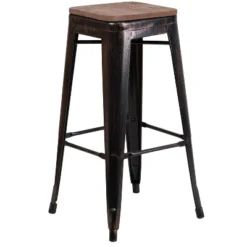Flash Furniture 30" High Backless Metal Barstool With Square Wood Seat 32 Flash Furniture 30" High Backless Metal Barstool With Square Wood Seat -Flash Furniture GUEST 236f2f20 c79e 4567 b88f 14784ca1b9f8