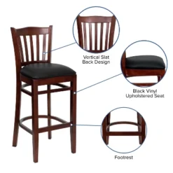 Flash Furniture Vertical Slat Back Wooden Restaurant Barstool -Flash Furniture GUEST 23e133ea dca7 4c86 8263 9fa5f37601ac