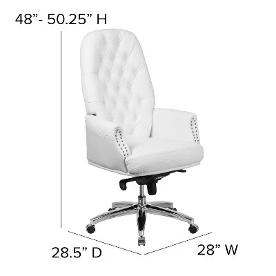 Flash Furniture High Back Traditional Tufted White LeatherSoft Multifunction Executive Swivel Ergonomic Office Chair With Arms 3 Flash Furniture High Back Traditional Tufted White LeatherSoft Multifunction Executive Swivel Ergonomic Office Chair With Arms - Image 3