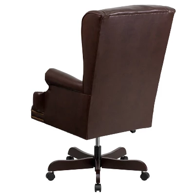 High Back Traditional LeatherSoft Tufted Executive Ergonomic Office Leather Chair Brown - Flash Furniture 2 High Back Traditional LeatherSoft Tufted Executive Ergonomic Office Leather Chair Brown - Flash Furniture - Image 2