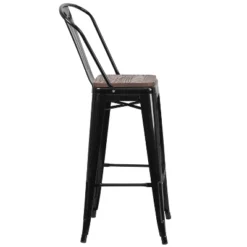Flash Furniture 30" High Metal Barstool With Back And Wood Seat 22 Flash Furniture 30" High Metal Barstool With Back And Wood Seat -Flash Furniture GUEST 259af22d a694 45f4 a678 bd9c6a2684fd