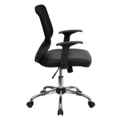 Flash Furniture Mid-Back Mesh Tapered Back Swivel Task Office Chair With LeatherSoft Seat, Chrome Base And T-Arms 6 Flash Furniture Mid-Back Mesh Tapered Back Swivel Task Office Chair With LeatherSoft Seat, Chrome Base And T-Arms -Flash Furniture GUEST 25d4c68b db27 4f26 82b4 f7f607e159ec