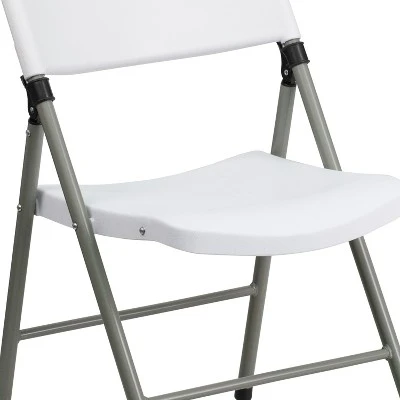 Flash Furniture HERCULES Series White Plastic Folding Chairs | Set Of 2 Lightweight Folding Chairs With Gray Frame 6 Flash Furniture HERCULES Series White Plastic Folding Chairs | Set Of 2 Lightweight Folding Chairs With Gray Frame - Image 6