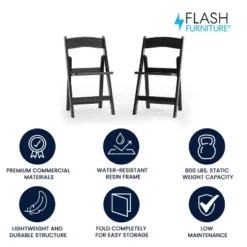 Flash Furniture 2 Pack HERCULES Series 800 Lb. Capacity Resin Folding Chair With Slatted Seat