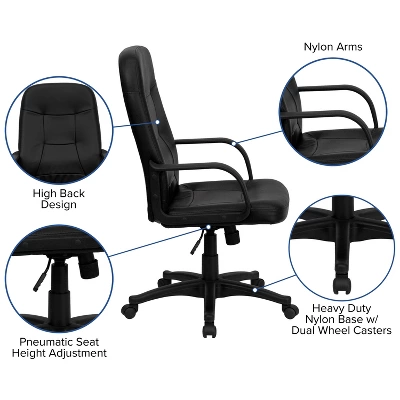 Flash Furniture Holly High Back Black Glove Vinyl Executive Swivel Office Chair With Arms 2 Flash Furniture Holly High Back Black Glove Vinyl Executive Swivel Office Chair With Arms - Image 2
