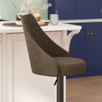 Flash Furniture Chrishelle Set Of 2 Commercial Adjustable Height Barstools With Upholstered Tufted Seats And Pedestal Base With Footring, Black 4 Flash Furniture Chrishelle Set Of 2 Commercial Adjustable Height Barstools With Upholstered Tufted Seats And Pedestal Base With Footring, Black - Image 4