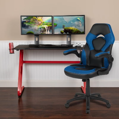 Flash Furniture Gaming Desk And Racing Chair Set With Cup Holder And Headphone Hook 1 Flash Furniture Gaming Desk And Racing Chair Set With Cup Holder And Headphone Hook