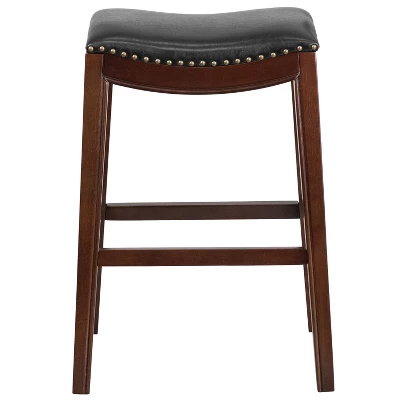 Flash Furniture 30'' High Backless Cappuccino Wood Barstool With Black LeatherSoft Saddle Seat 2 Flash Furniture 30'' High Backless Cappuccino Wood Barstool With Black LeatherSoft Saddle Seat - Image 2