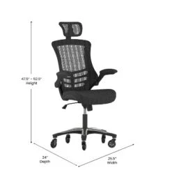 Flash Furniture Kelista High-Back Black Mesh Swivel Ergonomic Executive Office Chair With Flip-Up Arms And Transparent Roller Wheels 11 Flash Furniture Kelista High-Back Black Mesh Swivel Ergonomic Executive Office Chair With Flip-Up Arms And Transparent Roller Wheels -Flash Furniture GUEST 2a00508a a748 4f4a 9c78 cad1f0457007