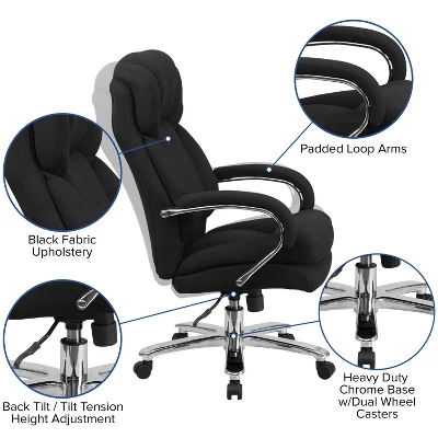 Flash Furniture HERCULES Series 24/7 Intensive Use Big & Tall 500 Lb. Rated Executive Swivel Ergonomic Office Chair With Loop Arms 2 Flash Furniture HERCULES Series 24/7 Intensive Use Big & Tall 500 Lb. Rated Executive Swivel Ergonomic Office Chair With Loop Arms - Image 2