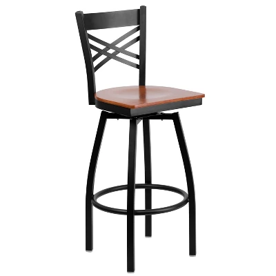 Flash Furniture Black ''X'' Back Swivel Metal Barstool 11 Flash Furniture Black ''X'' Back Swivel Metal Barstool - Image 11