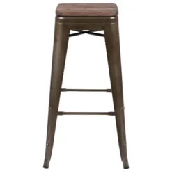 Flash Furniture 30" High Metal Indoor Bar Stool With Wood Seat - Stackable Set Of 4 -Flash Furniture GUEST 2a8767ba d63b 4913 a172 2d5ddba0a8d2