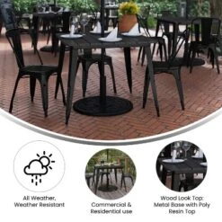 Flash Furniture Declan Commercial Indoor/Outdoor Dining Table With Umbrella Hole, 36" Square All Weather Poly Resin Top And Steel Base -Flash Furniture GUEST 2bad970f d079 4766 ad25 7d57325f2107