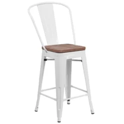Flash Furniture 24" High Metal Counter Height Stool With Back And Wood Seat 25 Flash Furniture 24" High Metal Counter Height Stool With Back And Wood Seat -Flash Furniture GUEST 2c41d00f 6ced 424d b0b6 1a6e5accf4e1