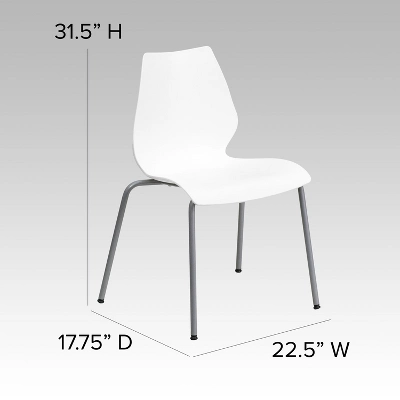 Flash Furniture HERCULES Series 770 Lb. Capacity White Stack Chair With Lumbar Support And Silver Frame 3 Flash Furniture HERCULES Series 770 Lb. Capacity White Stack Chair With Lumbar Support And Silver Frame - Image 3
