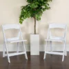 Flash Furniture 2 Pack HERCULES Series 1000 Lb. Capacity White Resin Folding Chair With Slatted Seat