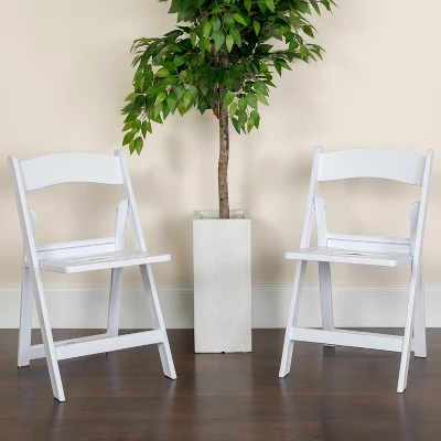 Flash Furniture 2 Pack HERCULES Series 1000 Lb. Capacity White Resin Folding Chair With Slatted Seat 1 Flash Furniture 2 Pack HERCULES Series 1000 Lb. Capacity White Resin Folding Chair With Slatted Seat