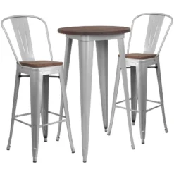 Flash Furniture 24" Round Metal Bar Table Set With Wood Top And 2 Stools 5 Flash Furniture 24" Round Metal Bar Table Set With Wood Top And 2 Stools -Flash Furniture GUEST 2d25539a 38b8 4996 9079 d1604bc653c2