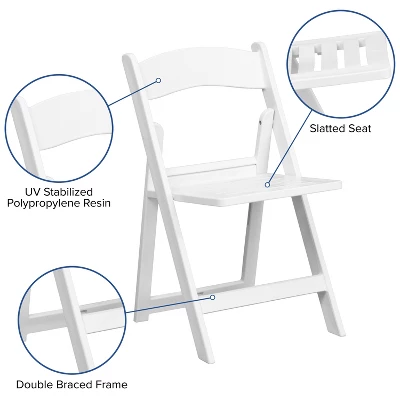 Flash Furniture 2 Pack HERCULES Series 1000 Lb. Capacity White Resin Folding Chair With Slatted Seat 9 Flash Furniture 2 Pack HERCULES Series 1000 Lb. Capacity White Resin Folding Chair With Slatted Seat - Image 9