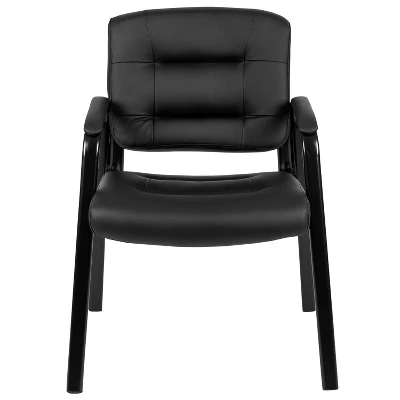 Flash Furniture Darwin Flash Fundamentals Black LeatherSoft Executive Reception Chair With Black Metal Frame 2 Flash Furniture Darwin Flash Fundamentals Black LeatherSoft Executive Reception Chair With Black Metal Frame - Image 2