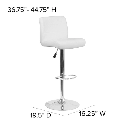 Flash Furniture Contemporary Vinyl Adjustable Height Barstool With Rolled Seat And Chrome Base 3 Flash Furniture Contemporary Vinyl Adjustable Height Barstool With Rolled Seat And Chrome Base - Image 3