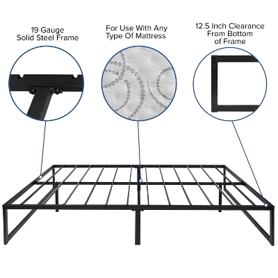 Flash Furniture 14 Inch Metal Platform Bed Frame - No Box Spring Needed With Steel Slat Support And Quick Lock Functionality 12 Flash Furniture 14 Inch Metal Platform Bed Frame - No Box Spring Needed With Steel Slat Support And Quick Lock Functionality - Image 12