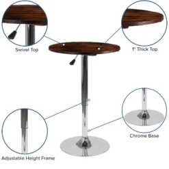Flash Furniture 23.5'' Round Adjustable Height Rustic Pine Wood Table (Adjustable Range 26.25'' - 35.5'') 7 Flash Furniture 23.5'' Round Adjustable Height Rustic Pine Wood Table (Adjustable Range 26.25'' - 35.5'') -Flash Furniture GUEST 2ed99079 89c8 49f4 880e 7e4dcd34ac79