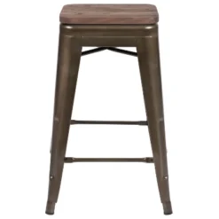 Flash Furniture 24" High Metal Counter-Height, Indoor Bar Stool With Wood Seat - Stackable Set Of 4 22 Flash Furniture 24" High Metal Counter-Height, Indoor Bar Stool With Wood Seat - Stackable Set Of 4 -Flash Furniture GUEST 2f2b1246 64cf 45dd 9efa 28ffa6d6cc15