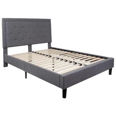 Flash Furniture Roxbury Tufted Upholstered Platform Bed With 10 Inch CertiPUR-US Certified Foam And Pocket Spring Mattress 9 Flash Furniture Roxbury Tufted Upholstered Platform Bed With 10 Inch CertiPUR-US Certified Foam And Pocket Spring Mattress - Image 9