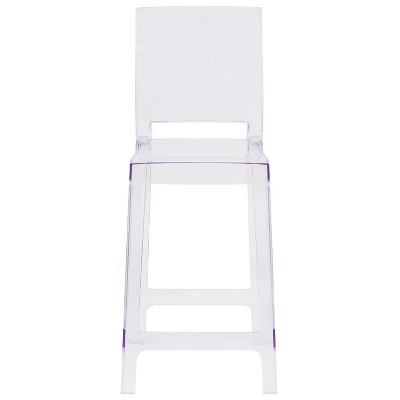 Flash Furniture Ghost Counter Stool With Square Back In Transparent Crystal 8 Flash Furniture Ghost Counter Stool With Square Back In Transparent Crystal - Image 8