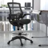 Flash Furniture Mid-Back Transparent Mesh Drafting Chair With Flip-Up Arms