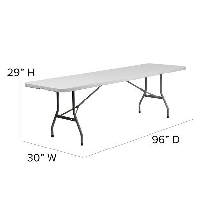 Flash Furniture 8-Foot Bi-Fold Granite White Plastic Banquet And Event Folding Table With Carrying Handle 3 Flash Furniture 8-Foot Bi-Fold Granite White Plastic Banquet And Event Folding Table With Carrying Handle - Image 3