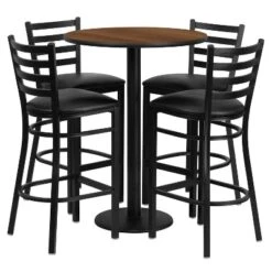 Flash Furniture 30'' Round Laminate Table Set With Round Base And 4 Ladder Back Metal Barstools 12 Flash Furniture 30'' Round Laminate Table Set With Round Base And 4 Ladder Back Metal Barstools -Flash Furniture GUEST 2fb317b6 2529 471c 8cbd 76f316651fad