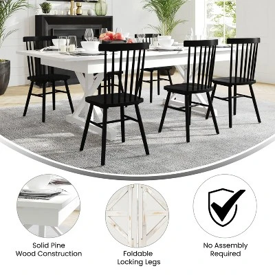 Flash Furniture HERCULES 8' X 40" Rectangular Solid Pine Folding Farm Table With X Legs 7 Flash Furniture HERCULES 8' X 40" Rectangular Solid Pine Folding Farm Table With X Legs - Image 7