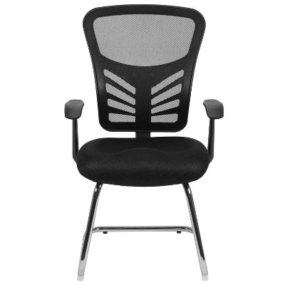 Flash Furniture Black Mesh Side Reception Chair With Chrome Sled Base 2 Flash Furniture Black Mesh Side Reception Chair With Chrome Sled Base - Image 2
