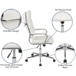 Flash Furniture Hansel High Back White LeatherSoft Contemporary Panel Executive Swivel Office Chair 23 Flash Furniture Hansel High Back White LeatherSoft Contemporary Panel Executive Swivel Office Chair -Flash Furniture GUEST 3277dd16 9e1e 4638 971f 428639491e2e