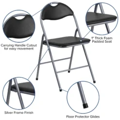 Flash Furniture 4 Pack HERCULES Series Black Vinyl Metal Folding Chair With Carrying Handle 12 Flash Furniture 4 Pack HERCULES Series Black Vinyl Metal Folding Chair With Carrying Handle -Flash Furniture GUEST 33132892 f487 4cfd 8674 eb6bd6c206f8