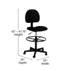 Flash Furniture Black Fabric Drafting Chair (Cylinders: 22.5''-27''H Or 26''-30.5''H) 11 Flash Furniture Black Fabric Drafting Chair (Cylinders: 22.5''-27''H Or 26''-30.5''H) -Flash Furniture GUEST 3392c26a 8f64 42a5 aae9 2f85dcc29647