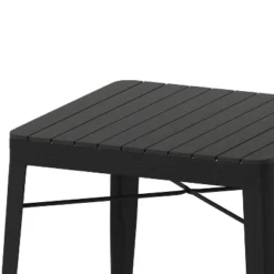 Flash Furniture Helvey 31.5" Square Commercial Grade Indoor/Outdoor Black Steel Patio Dining Table For 4 With Black Poly Resin Slatted Top -Flash Furniture GUEST 33a81c8e 801b 456e 8c6d 7364fa7781c1