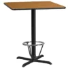 Flash Furniture 36'' Square Natural Laminate Table Top With 30'' X 30'' Bar Height Table Base And Foot Ring