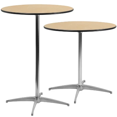 Flash Furniture Lars 30'' Round Wood Cocktail Table With 30'' And 42'' Columns - Set Of 5 4 Flash Furniture Lars 30'' Round Wood Cocktail Table With 30'' And 42'' Columns - Set Of 5 - Image 4