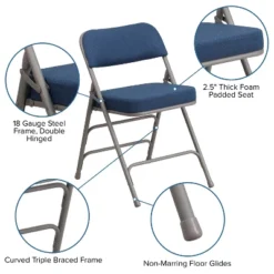 Flash Furniture 2 Pack HERCULES Series Premium Curved Triple Braced & Hinged Fabric Upholstered Metal Folding Chair 22 Flash Furniture 2 Pack HERCULES Series Premium Curved Triple Braced & Hinged Fabric Upholstered Metal Folding Chair -Flash Furniture GUEST 35f4d901 487e 42a4 9097 e715658f0b66