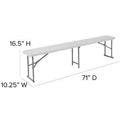 Flash Furniture 10.25''W X 71''L Bi-Fold Granite White Plastic Bench With Carrying Handle 3 Flash Furniture 10.25''W X 71''L Bi-Fold Granite White Plastic Bench With Carrying Handle - Image 3