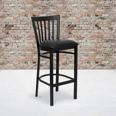 Flash Furniture Black School House Back Metal Restaurant Barstool 1 Flash Furniture Black School House Back Metal Restaurant Barstool
