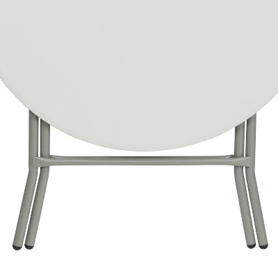 Flash Furniture 2.63-Foot Round Granite White Plastic Folding Table 4 Flash Furniture 2.63-Foot Round Granite White Plastic Folding Table - Image 4