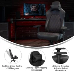 Flash Furniture Falco Ergonomic High Back Adjustable Gaming Chair With 4D Armrests, Headrest Pillow, And Adjustable Lumbar Support 27 Flash Furniture Falco Ergonomic High Back Adjustable Gaming Chair With 4D Armrests, Headrest Pillow, And Adjustable Lumbar Support -Flash Furniture GUEST 373525bc f30e 42b0 a50c 0c5b3b57700f
