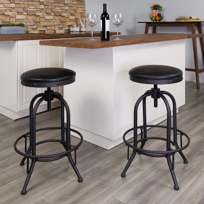 Flash Furniture Rachel 2 Pack 30'' Barstool With Swivel Lift Black LeatherSoft Seat 1 Flash Furniture Rachel 2 Pack 30'' Barstool With Swivel Lift Black LeatherSoft Seat
