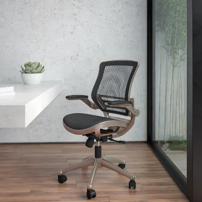 Flash Furniture Mid-Back Transparent Mesh Executive Swivel Office Chair With Flip-Up Arms 1 Flash Furniture Mid-Back Transparent Mesh Executive Swivel Office Chair With Flip-Up Arms