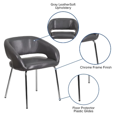Flash Furniture Fusion Series Contemporary LeatherSoft Side Reception Chair With Chrome Legs 4 Flash Furniture Fusion Series Contemporary LeatherSoft Side Reception Chair With Chrome Legs - Image 4