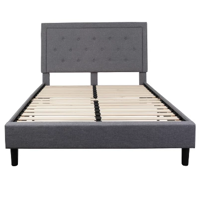Flash Furniture Roxbury Tufted Upholstered Platform Bed With 10 Inch CertiPUR-US Certified Foam And Pocket Spring Mattress 8 Flash Furniture Roxbury Tufted Upholstered Platform Bed With 10 Inch CertiPUR-US Certified Foam And Pocket Spring Mattress - Image 8